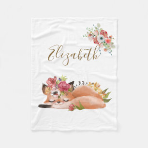 Söt akvarellräv baby fleecefilt
