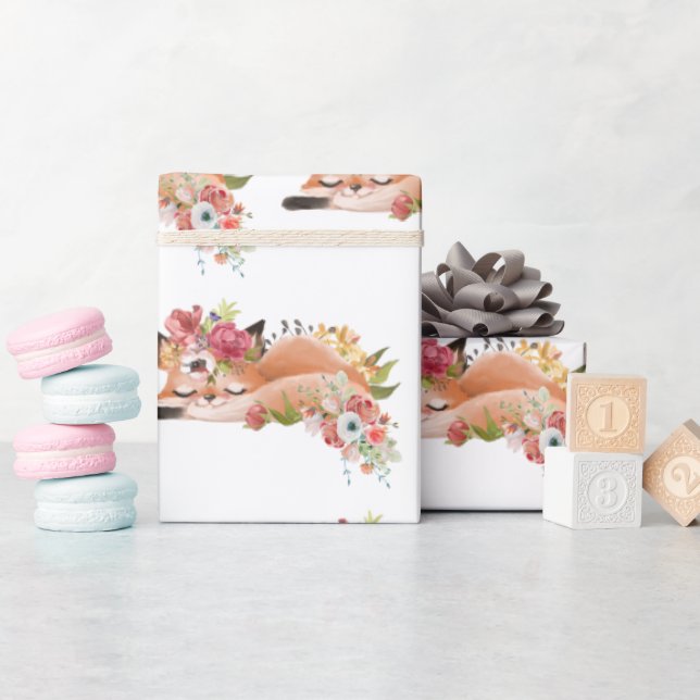 Söt akvarellräv  presentpapper (Baby Shower)