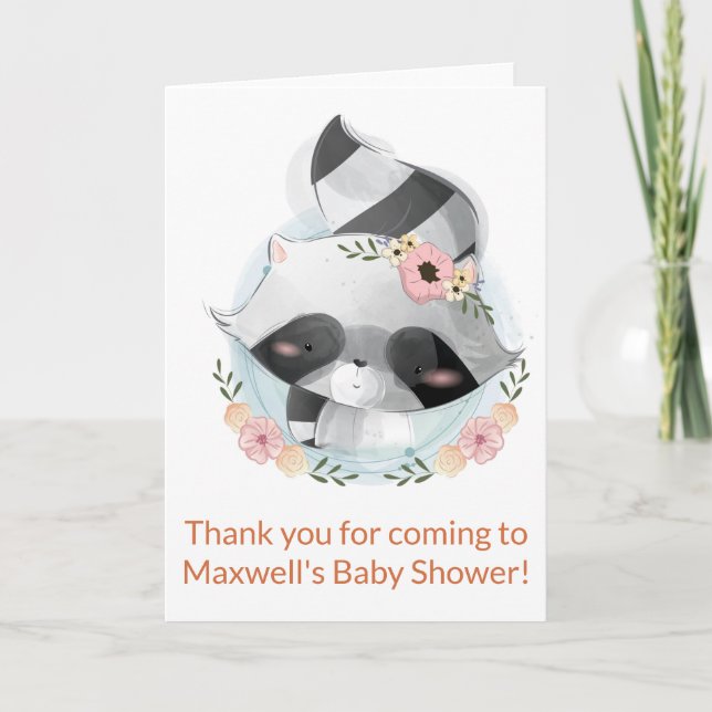 Söt akvarelltvättbjörn Baby Shower Tacksamhetskort Helgkort (Framsida)