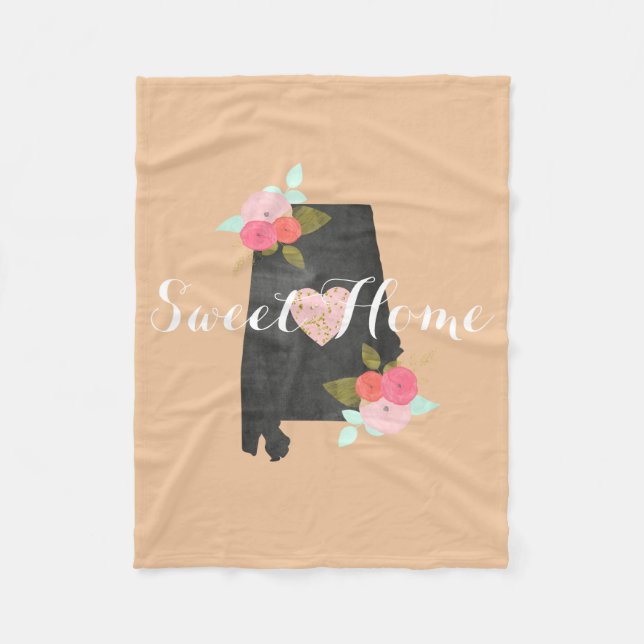 Söt Alabama-land, vattenfärgad Blommigt och hjärta Fleecefilt (Framsidan)