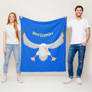 Söt albatrossfågel flygande serieillustration fleecefilt