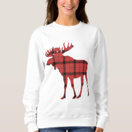 Söt Älg Röd och Svart Rutig Buffelmönster T Shirt