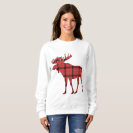 Söt Älg Röd och Svart Rutig Buffelmönster T Shirt