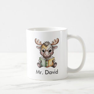 Söt Älg som Läs en Bok Anpassad Kaffemugg
