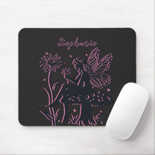 Söt Älg Svamp och Blomma Svart & Rosa Musmatta