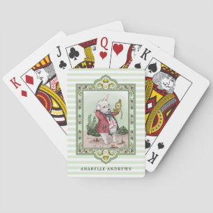 Söt Alice i Underlandet Vit Kanin Anpassat Namn Casinokort