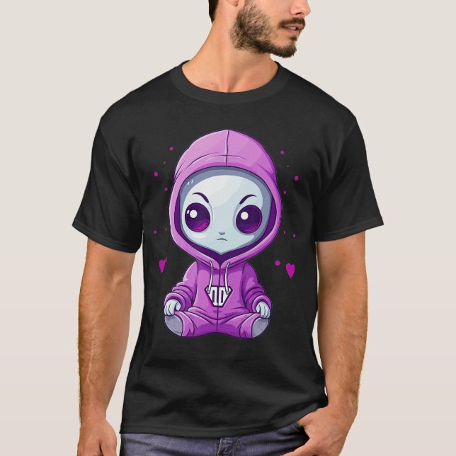 Söt Alien Flicka Jag Alien vänner T Shirt (Framsida)