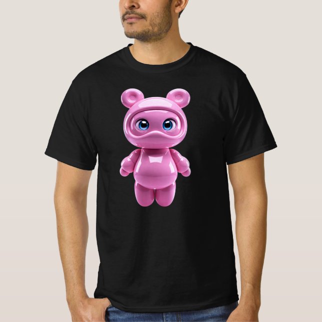 Söt Alien Karaktär Rosa Kawaii Flytande Varelse T Shirt (Framsida)