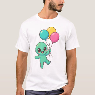 Söt Alien med ballonger Tecknad design T Shirt