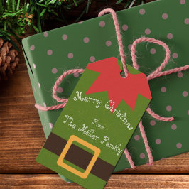 Söt alkkostym Röd Grön Brun Namn Jul Presentetikett