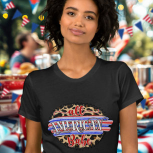 Söt All Amerikansk Tjej Leopardfirande T Shirt