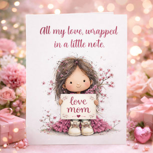 Söt ”All My Love” Barn Illustrationskort Kort