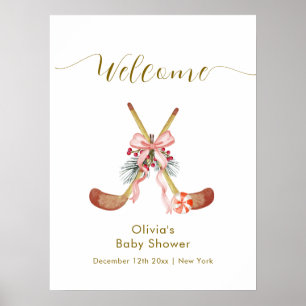 Söt All Star Bow Hockey Flicka Baby Shower Välkomm Poster