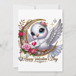 Söt Alla hjärtans dag-duva platt semesterkort  Julkort