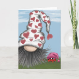 Söt Alla hjärtans dag-gnome Helgkort