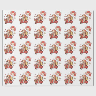 Söt Alla hjärtans dag Hund Scooter Hjärtballonger Presentpapper