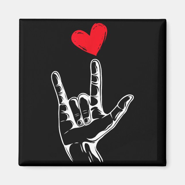 Söt Alla hjärtans dag_ Jag älskar dig Hand Teckens Magnet (Framsidan)