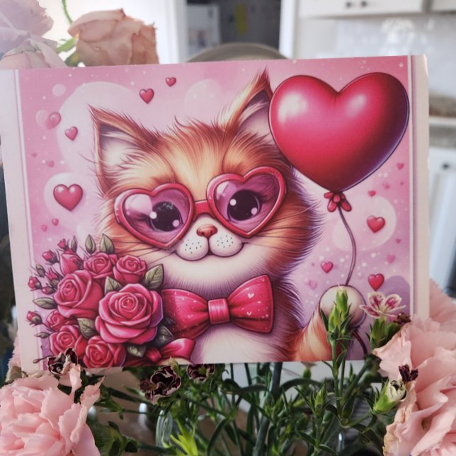 Söt Alla hjärtans dag katt/kitten Julkort (Skapare uppladdad)