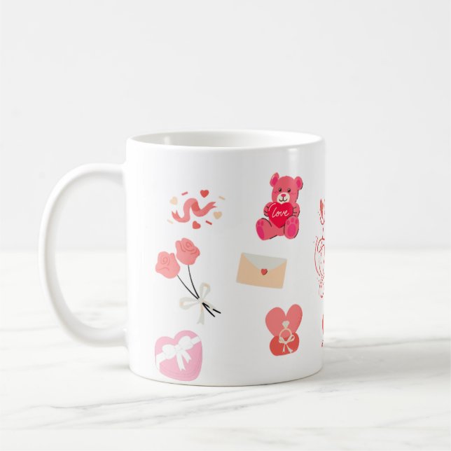 Söt Alla hjärtans dag-klotter-mugg Kaffemugg (Vänster)