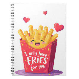 Söt Alla hjärtans dag pommes frites pun Anteckningsbok