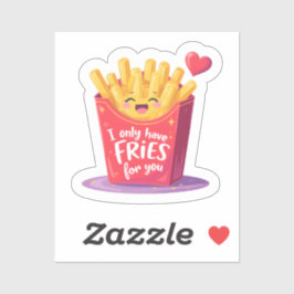 Söt Alla hjärtans dag pommes frites pun Klistermärken
