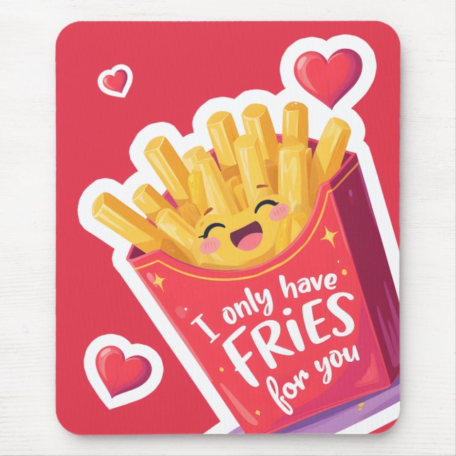 Söt Alla hjärtans dag pommes frites pun Musmatta (Framsidan)