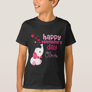 Söt Alla hjärtans dag Rosa Elefant Anpassad Barn T Shirt