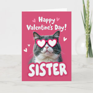 Söt Alla hjärtans dag syster katt-kort Kort