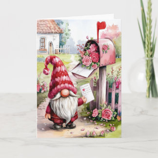 Söt Alla hjärtans dag-tomte vid brevlåda Pen Pal Kort