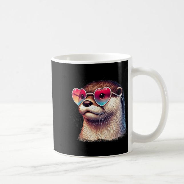 Söt Alla hjärtans dag utter hjärta singlar kvinnor Kaffemugg (Höger)