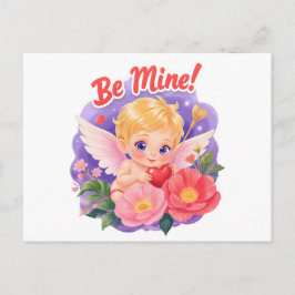 Söt Alla hjärtans dags Cupid med "Var min" Helg Vykort