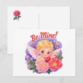 Söt Alla hjärtans dags Cupid med "Var min" Helg Vykort