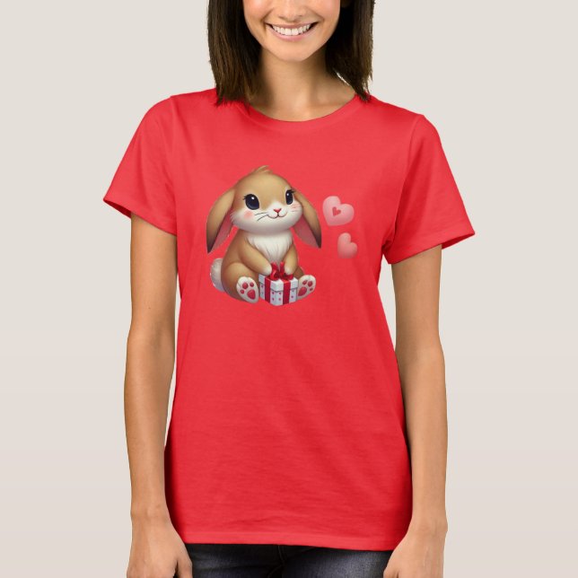 Söt Alla hjärtans dags kanin  T Shirt (Framsida)