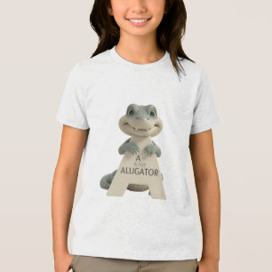 Söt Alligator Bokstav A Barn T-Shirt Djur Alf
