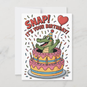 Söt Alligator Födelsedagstårta Festdesign Vykort