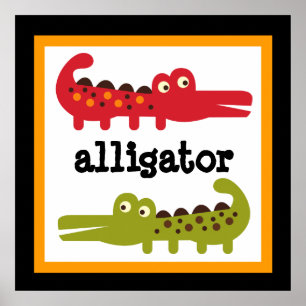 Söt Alligator Safari Djur Baby Barn Poster