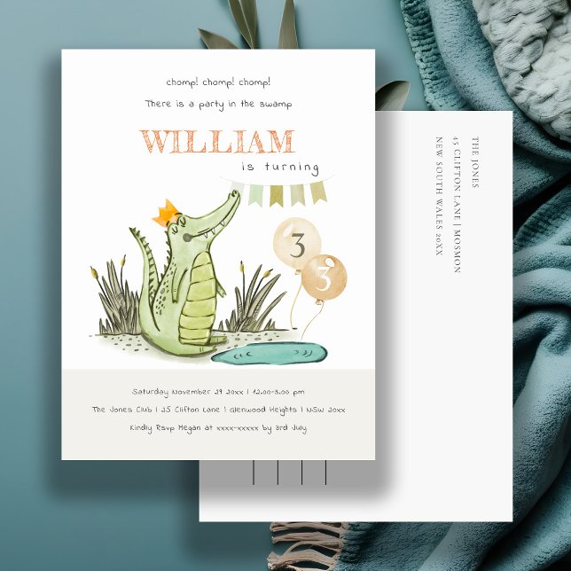 Söt Alligator som Chomp i Sump för Alla Åldrar Föd Vykort (Skapare uppladdad)