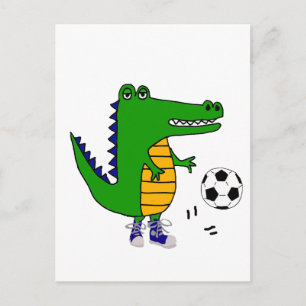 Söt Alligator som spelar fotboll eller fotbollseri Vykort