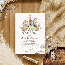 Söt Alpaca Botanisk Band Baby Shower Inbjudningar