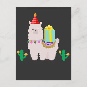 Söt Alpaca Lama Kaktus Födelsedagsdjur för Flickor Vykort