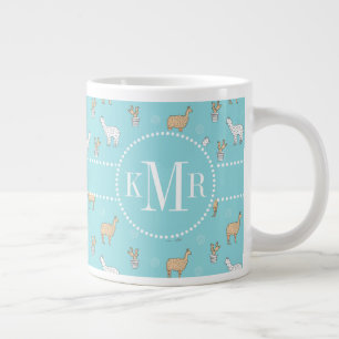 Söt alpaca lama kaktus mönster jumbo mugg