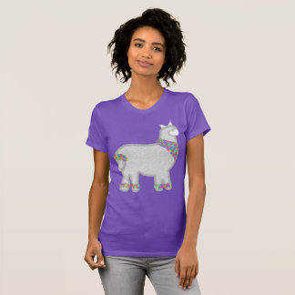 Söt alpaca med blommor födelsedag t shirt