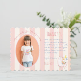 Söt Alpaca Rosé Rosa Barn Födelsedagsfoto Tack Kort