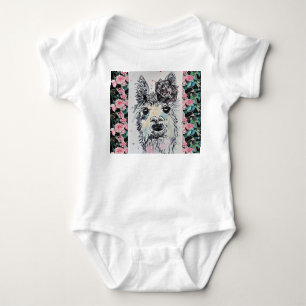 Söt Alpacca Lama Akvarell Babydräkt T Shirt
