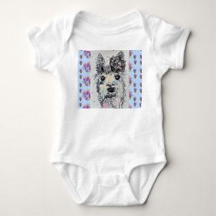 Söt Alpacca Lama Djur Akvarell Baby Overall T Shirt