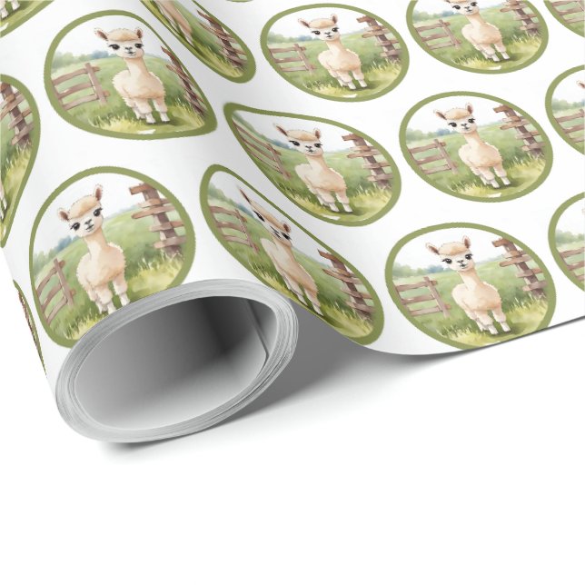 Söt Alpacka Baby Presentpapper (Rullad Hörn)
