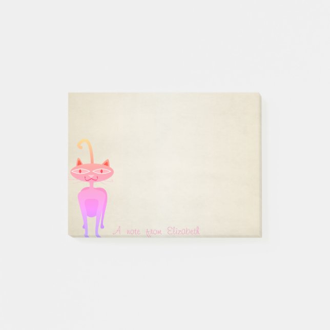 Söt älsklig snygg, rosa katt post-it block (Framsida)