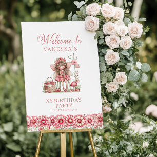 Söt Älv Blommig Rosa Dröm 5-års Födelsedags Hälsni Poster