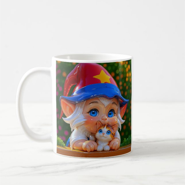 Söt alv-katt  kaffemugg (Vänster)