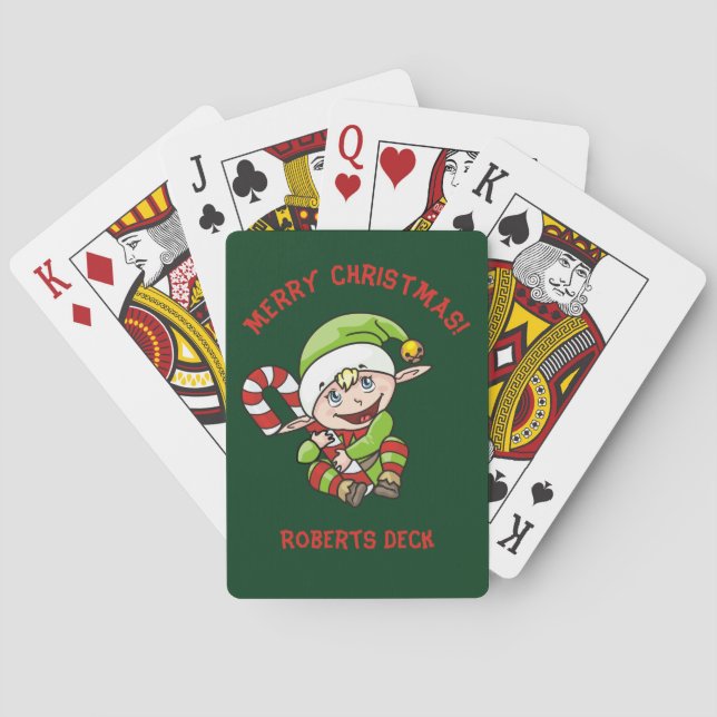 Söt Alv med Cockerstick Jul  Casinokort (Baksidan)